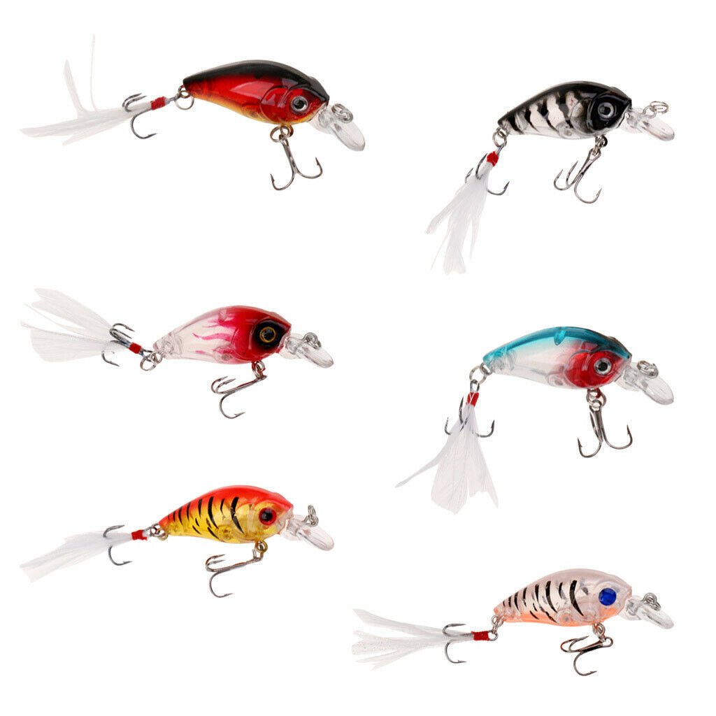 6 Pieces Fishing Lure Bait Crankbait Shallow Diving Hook Multicolor Plastic Lure