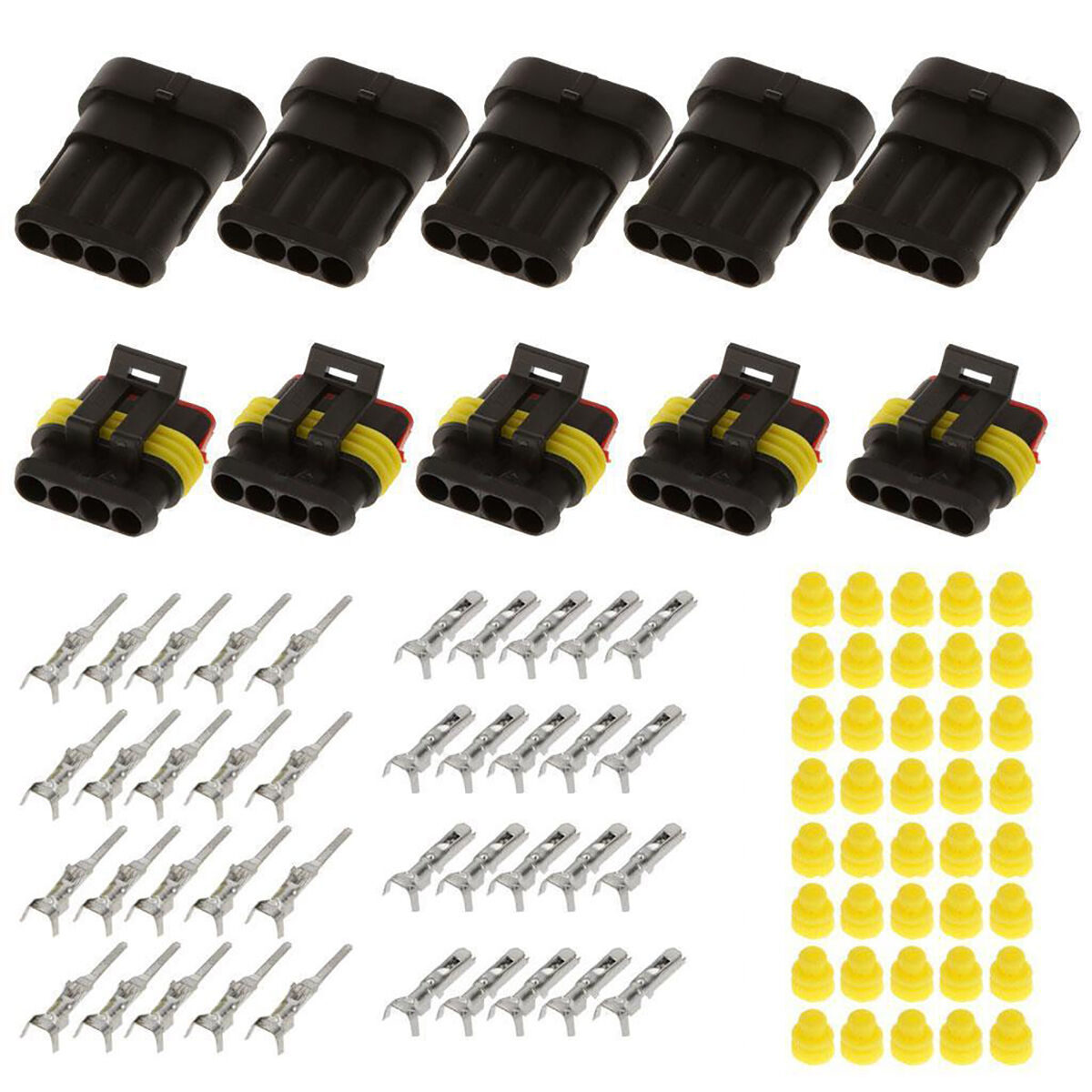 15Kits 2 3 4 Pins Way Sealed Waterproof Electrical Wire Connector Plug Terminals