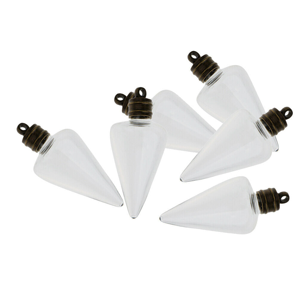 6x Clear Empty Wishing Bottles Vial Necklace Pendant Glass Handcraft Charms