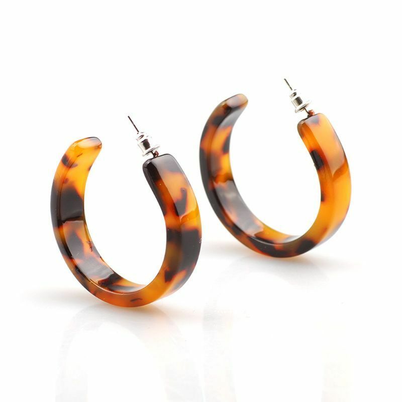 Acrylic Marbled Earring Leopard Round Hoop Earring Tortoise Shell  Women Jewelry