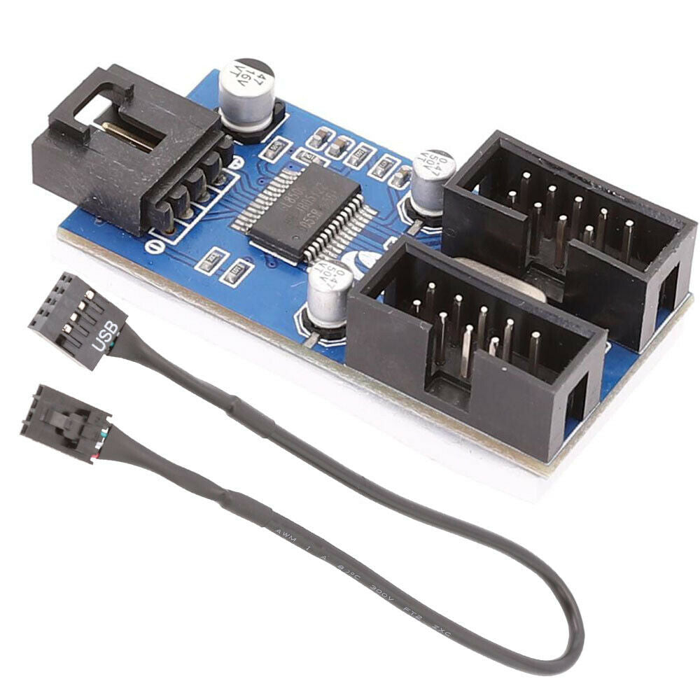 Motherboard USB 9Pin Header Splitter 1 to 2 Extension Cable 9-Pin HUB Connector