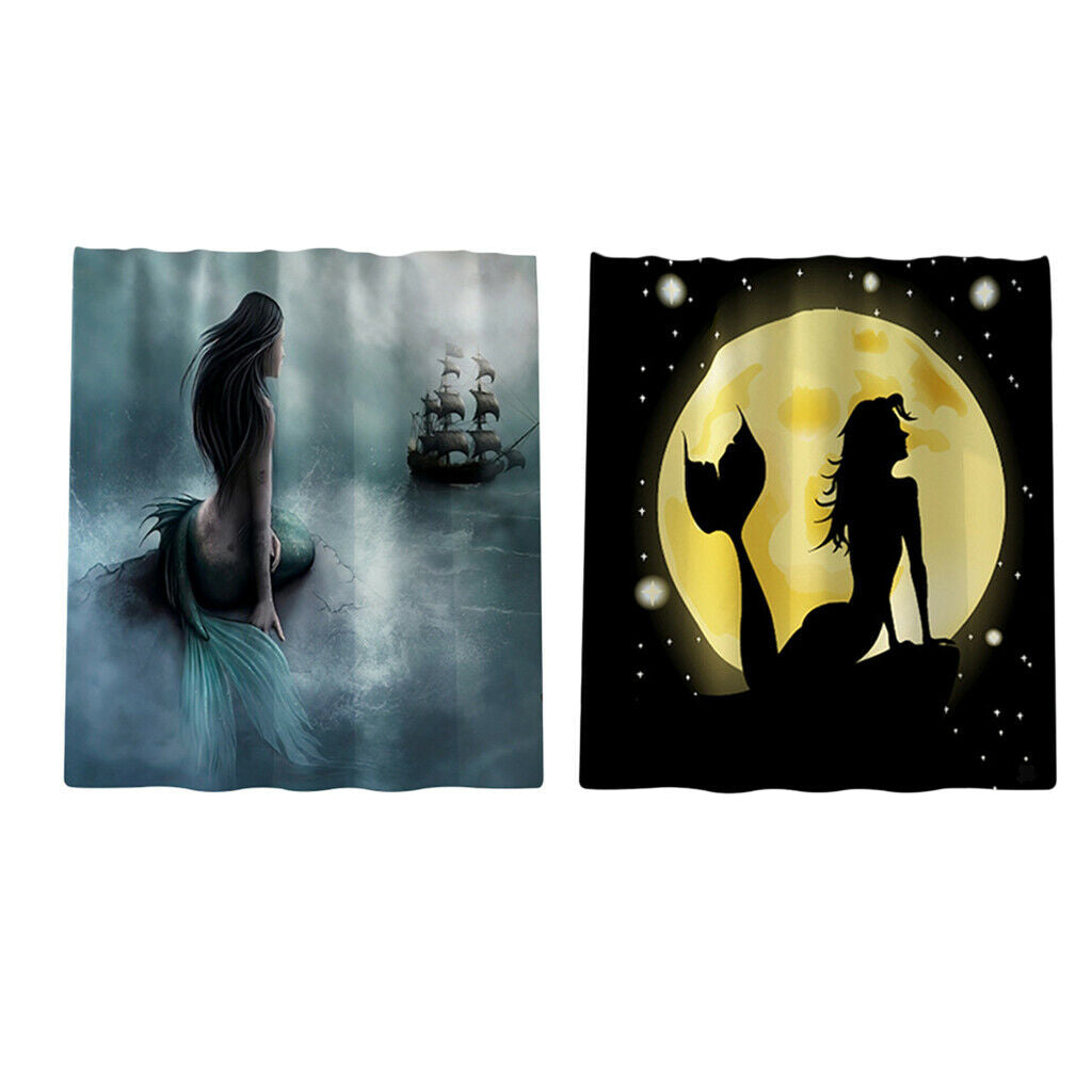 Digital Printed Mermaid Shower Curtains Mildew-resistance Bath Curtain A