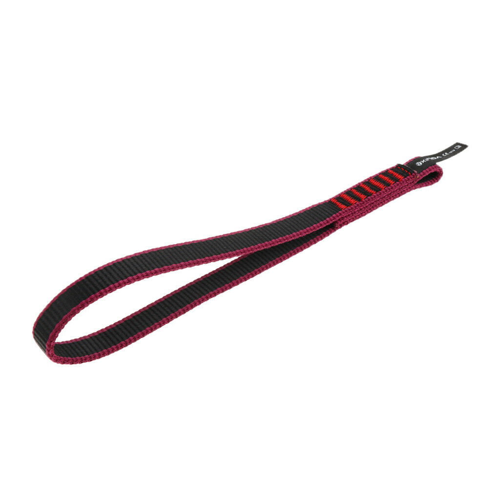 2X 22KN Rock Climbing Quick Draw Sling Mountaineering Webbing Strap 25cm Red