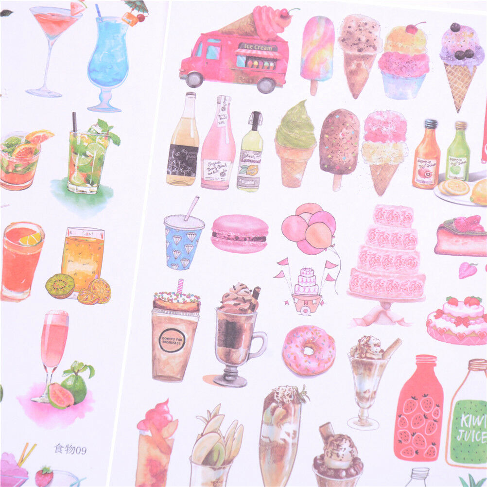 2Sheets Creative Food Drinks Diary Scrapbook Decoration DIY Stickers Toys .l8