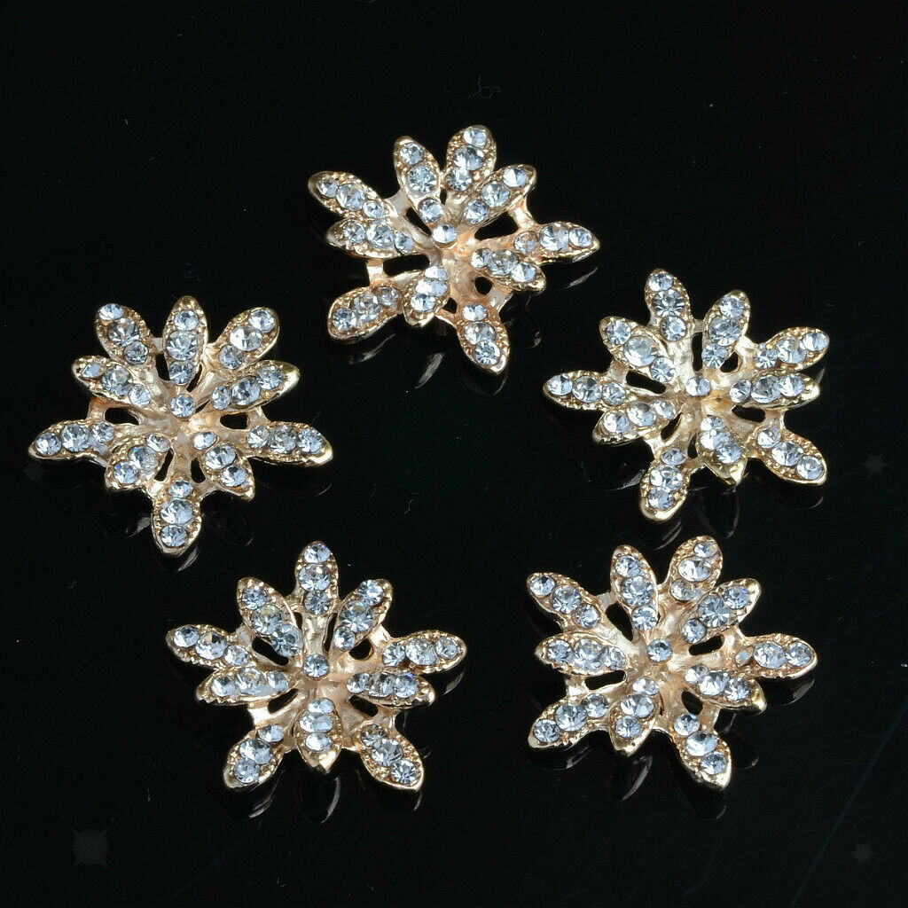 10pcs Metal Crystal Flower Buttons Jewelry Making Findings Accessories 25mm