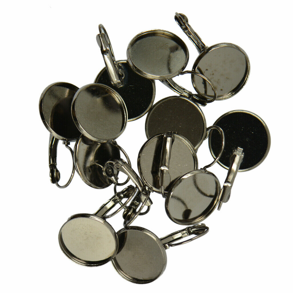 12 Ear Hook Making Copper Cabochon Setting DIY Round Of Brass Black Jewelry
