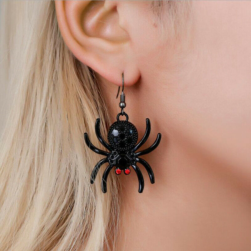 Gothic Halloween Crystal Spider Drop Dangle Earrings Hip Hop Party Jewelry Gi Rf