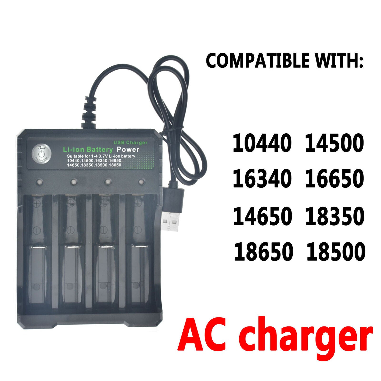 4 Slot Intelligent USB Rechargerable Battery Charger 16340 14500 Li-ion