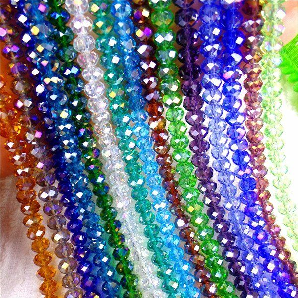 15Strands 6x5mm Crystal Glass Faceted Rondelle Spacer Beads 18.89inch HH4111
