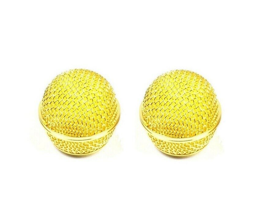 2 Golden Plated Microphone Grille Fits shure SM58 Vocal Microphone Grilles