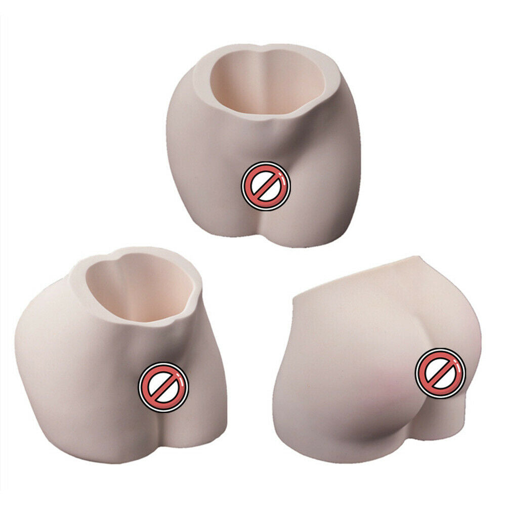 Hip Silicone Mold Concrete Flowerpot Ass Shape Cement Vase Pen Holder Art DIY