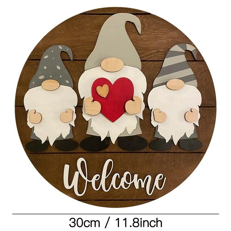 Triple Gnome Interchangeable All Season Welcome Sign Rustic Farmhouse Front V5O2