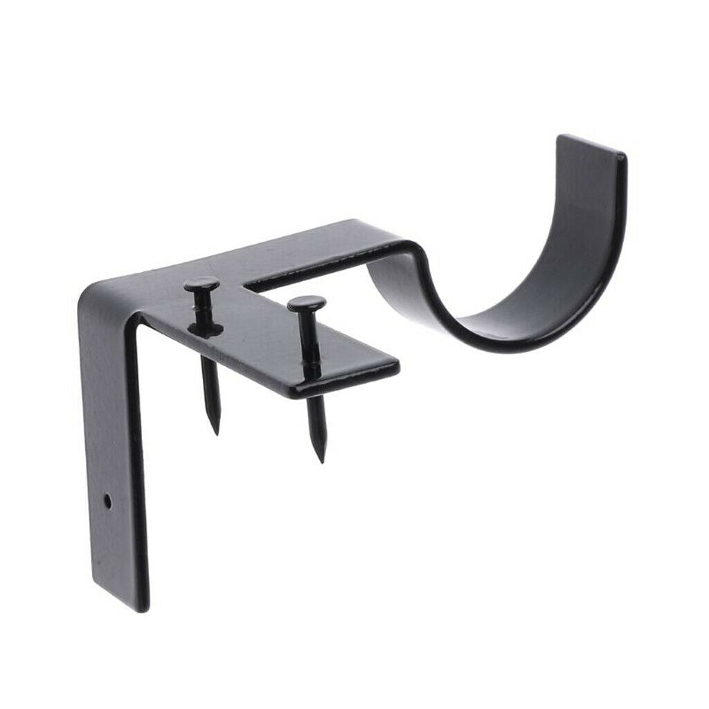 Set of 2 Adjustable Curtain Rod Brackets Holders for Decoration Single_Black