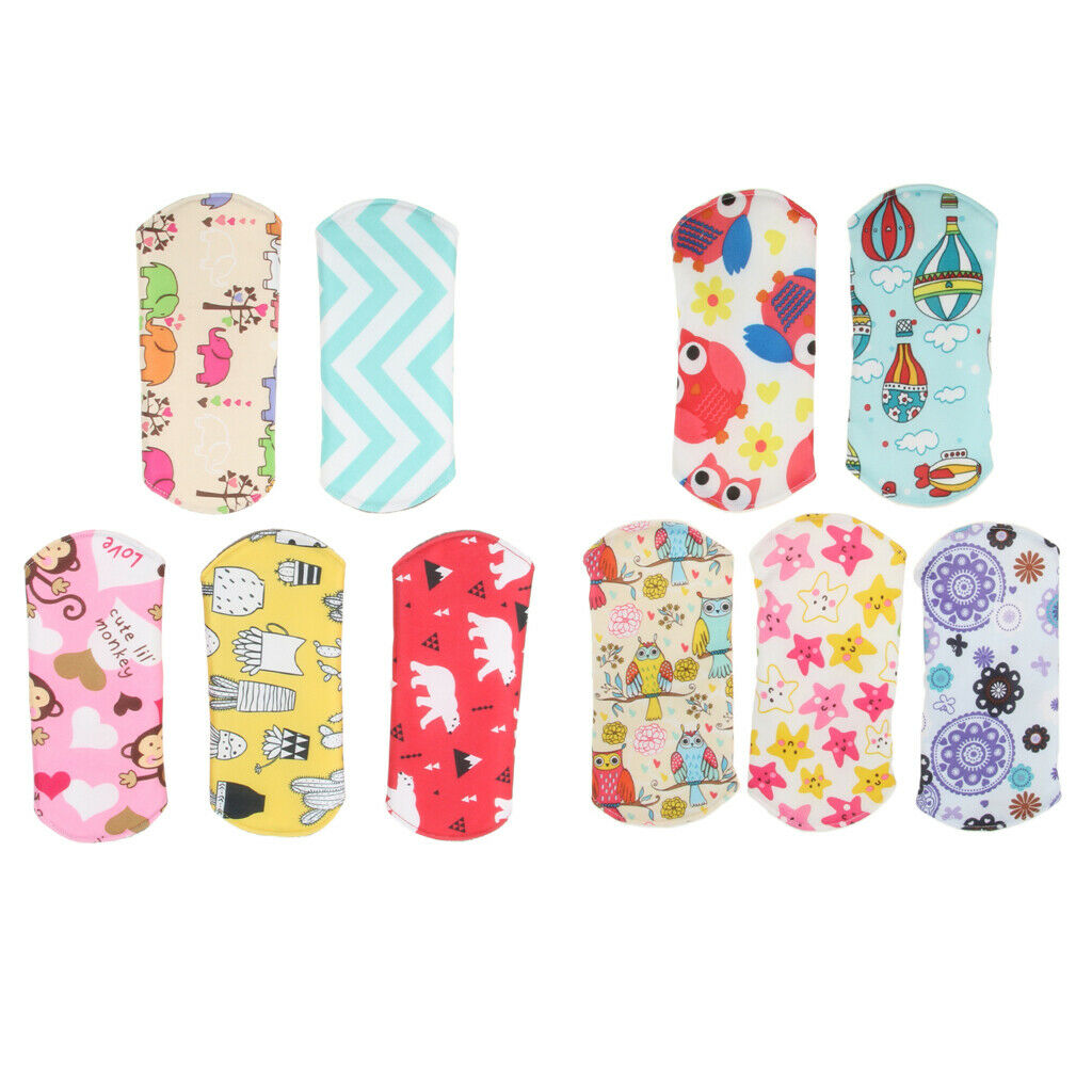 10 Packs Charcoal Bamboo Women Reusable Washable Sanitary Pad Mama Cloth