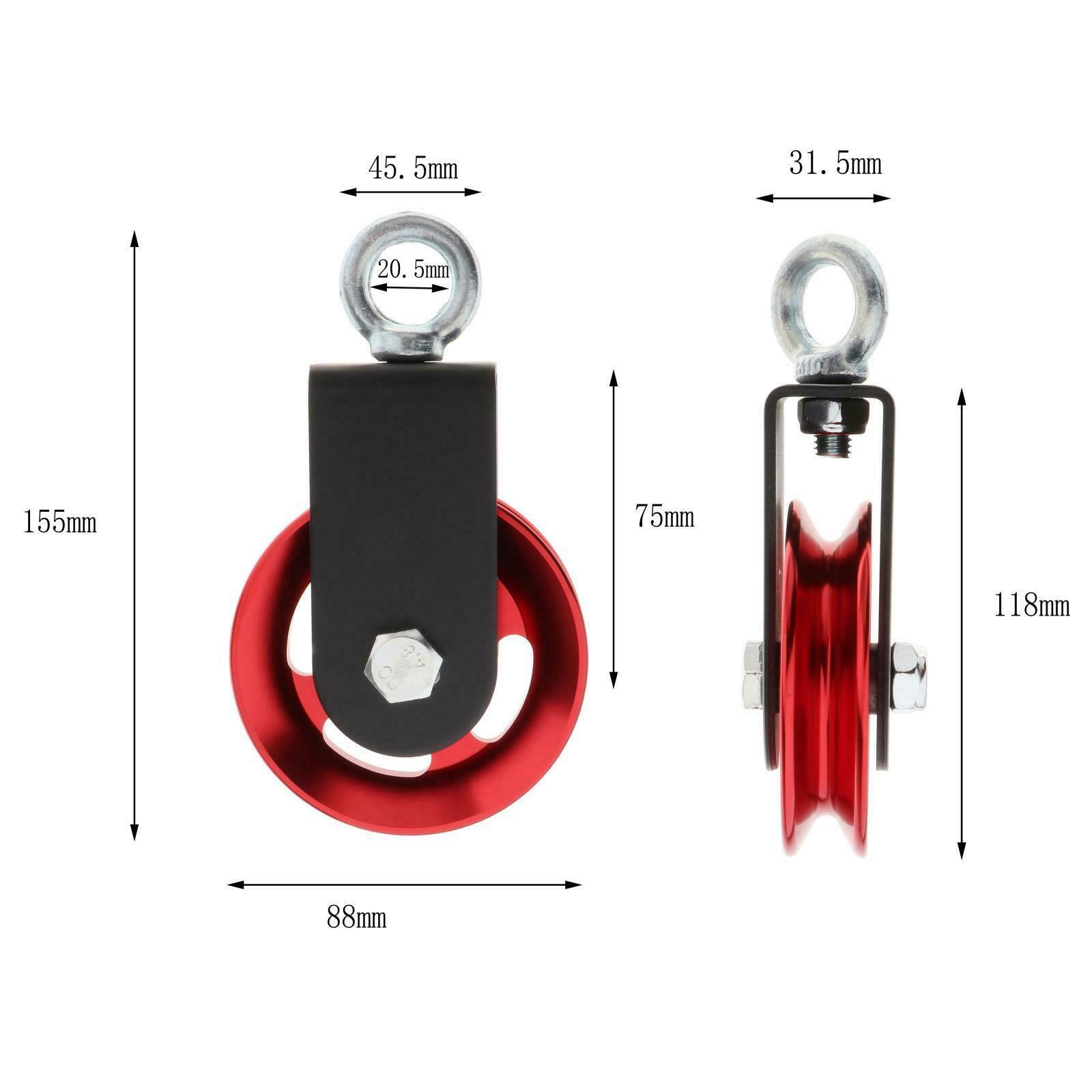 2X Aluminum Alloy Bearing Pulley Load For Lifting Cable Workout Wheel Red