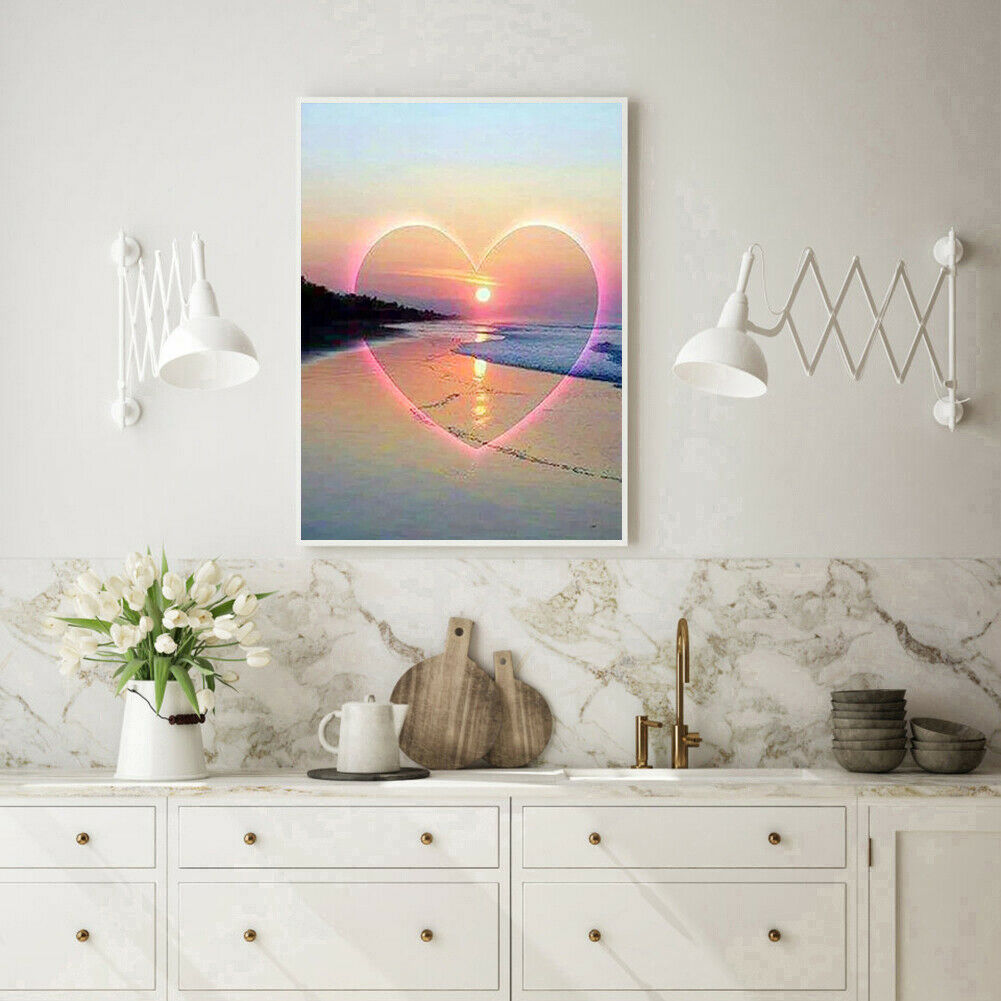 Full Round Drill Diamond Painting DIY Love Sunset Cross Stitch Embroidery @