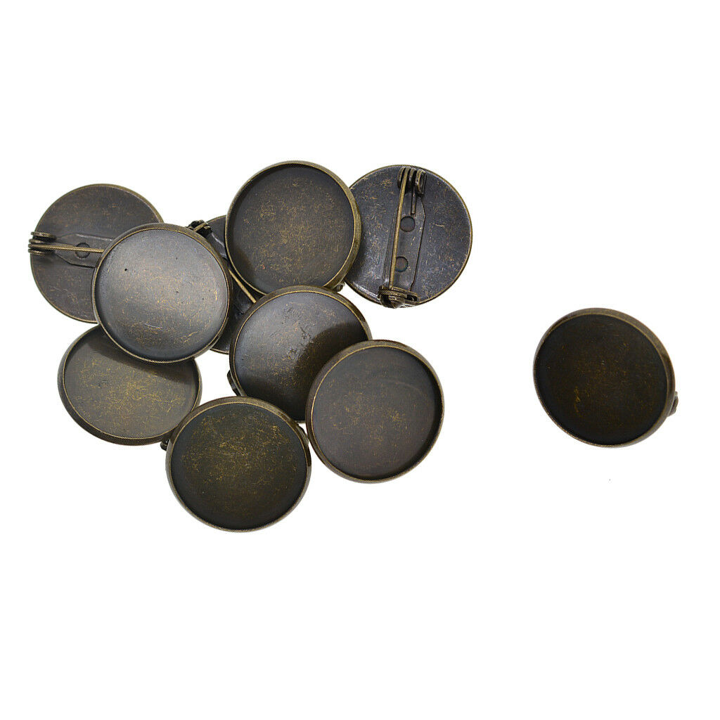 10pc Bronze Round Cabochon Brooch Base Pad Pin Back 20mm for Bowknots Badges