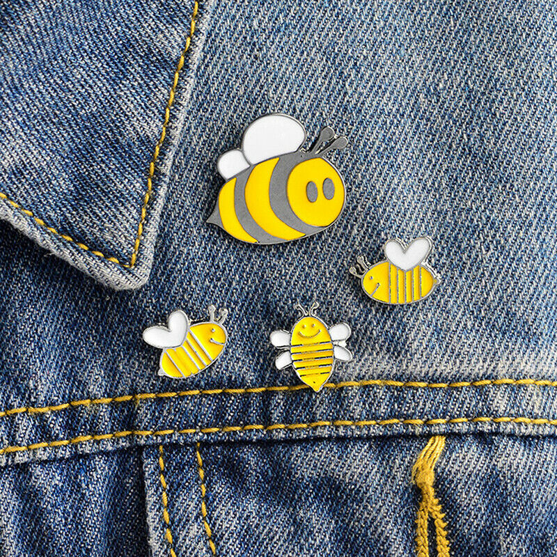 4Pcs Cartoon Enamel Little Bee Insect Lapel Collar Pin Corsage Brooch Jew.l8