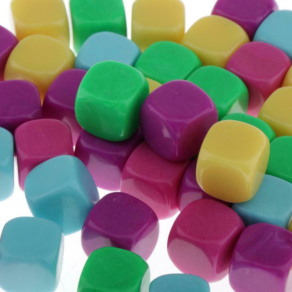 100PCS Rainbow Six Side Dice D6 Blank Dice Set for Party Game Supplies