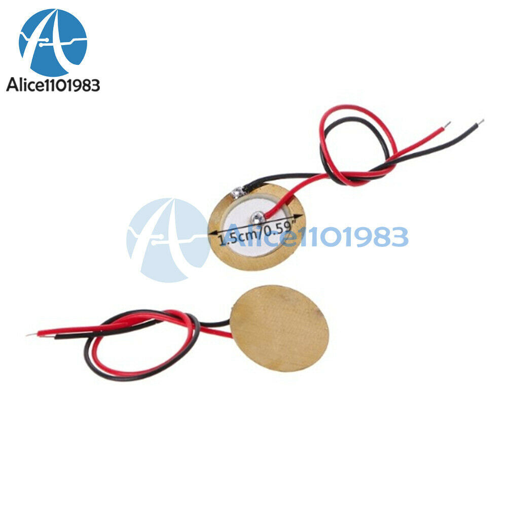 10X Piezoelectric Piezo Ceramic Wafer Plate Diameter 15mm Buzzer Loudspeaker