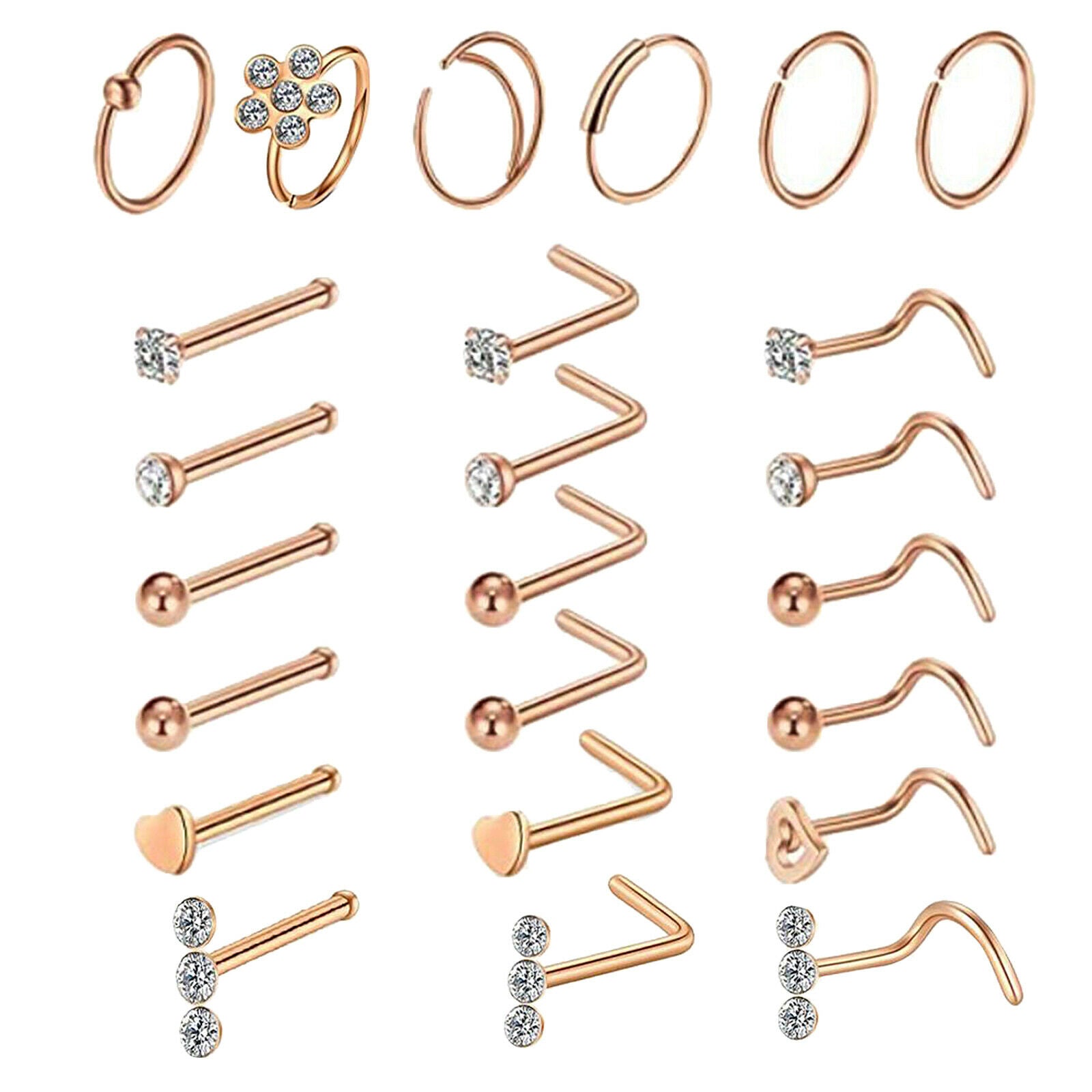 Nose Rings Studs Set Nose Ring Hoop for Women Men Girls Boys Graduation