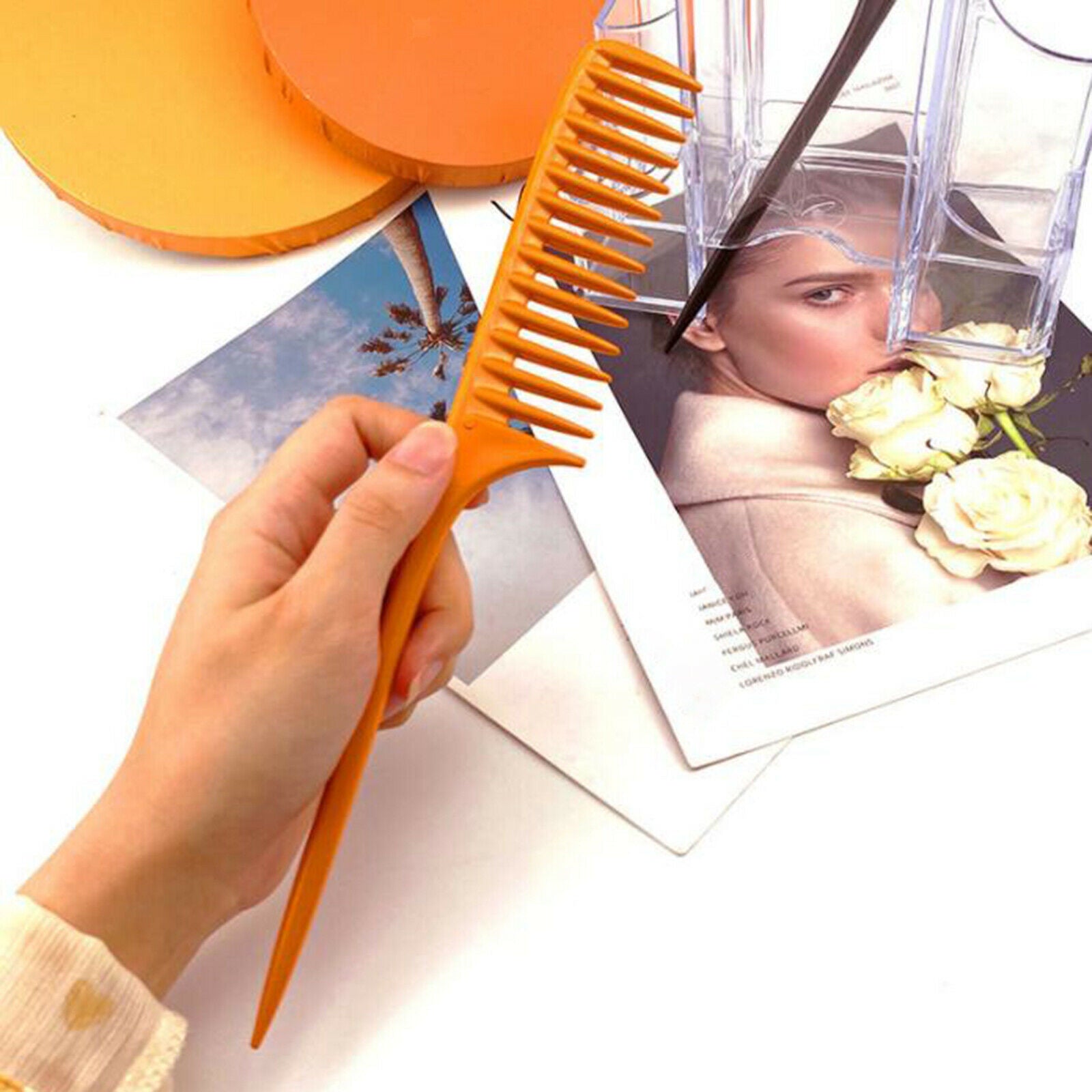 Wide Tooth Tail Comb Carbon Fiber for Women Men Barbers Hairdressing â€‹Comb