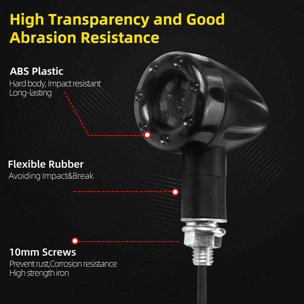 4PCS LED 8mm Motorcycle Turn Signal Indicator Light Amber Blinker Universal Fit