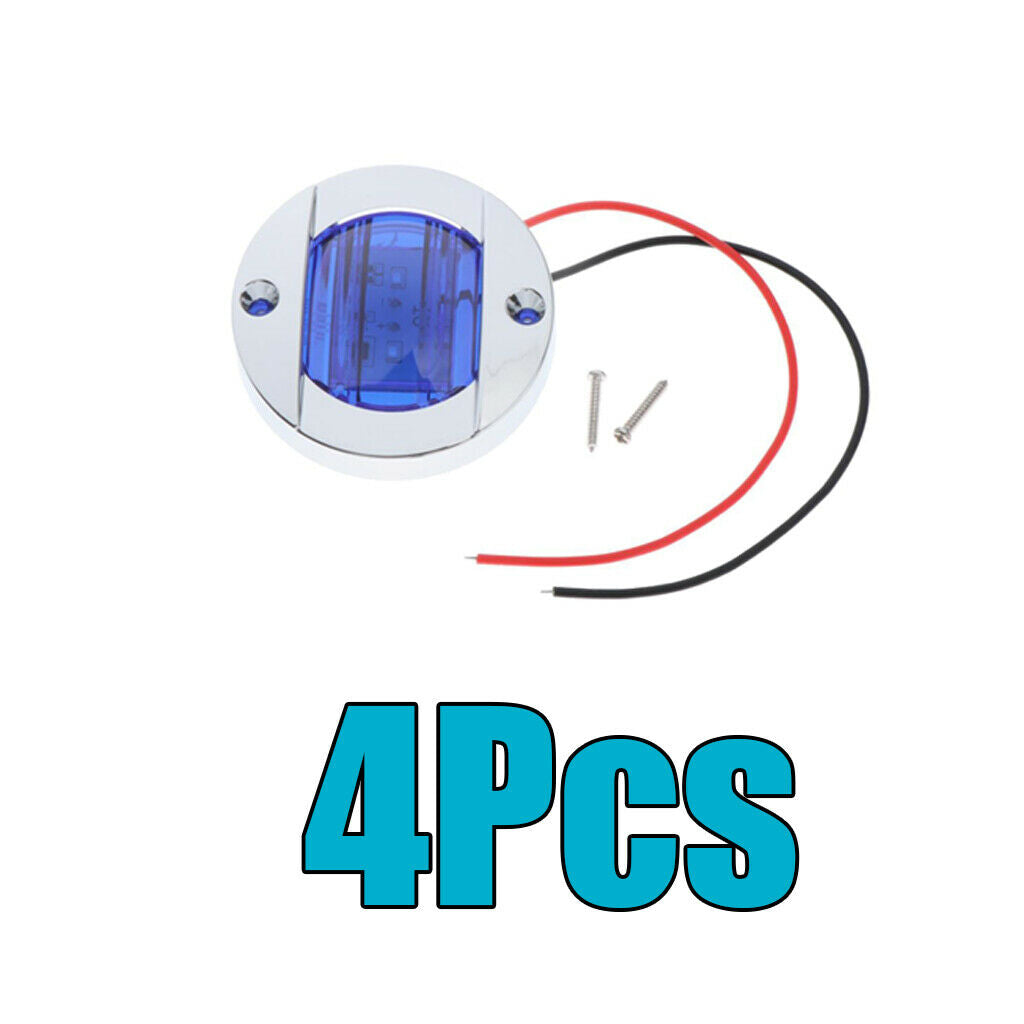 4Pcs Marine Boat LED Stern Lights Lamps 12V 3" Chrome Clear Lens 6-2835-SMD