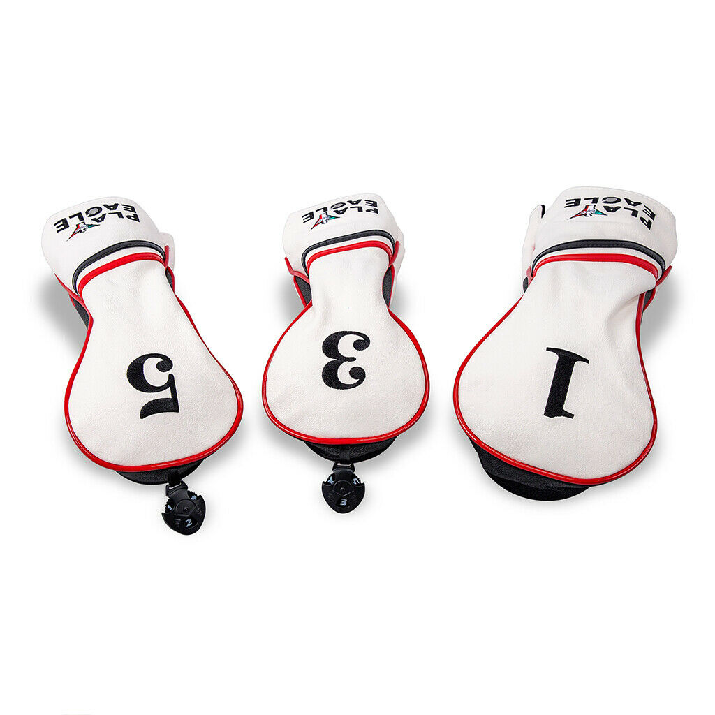 3Pc Embroidery Golf Hybrid Club Wood Head Cover Driver Headcover Protection