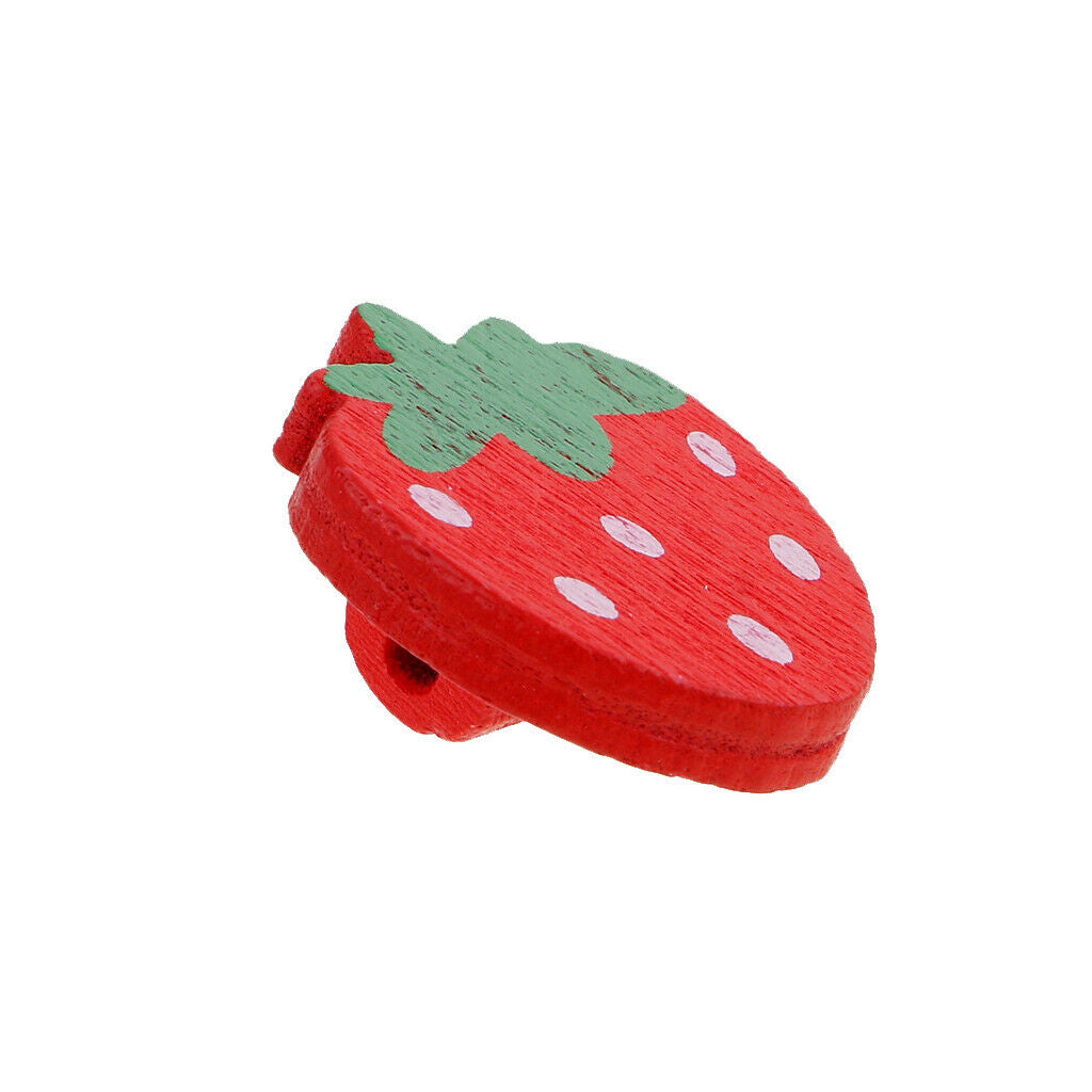 50pcs 21mm Strawberry Decorative Wooden Shank Buttons Sewing Embellishment