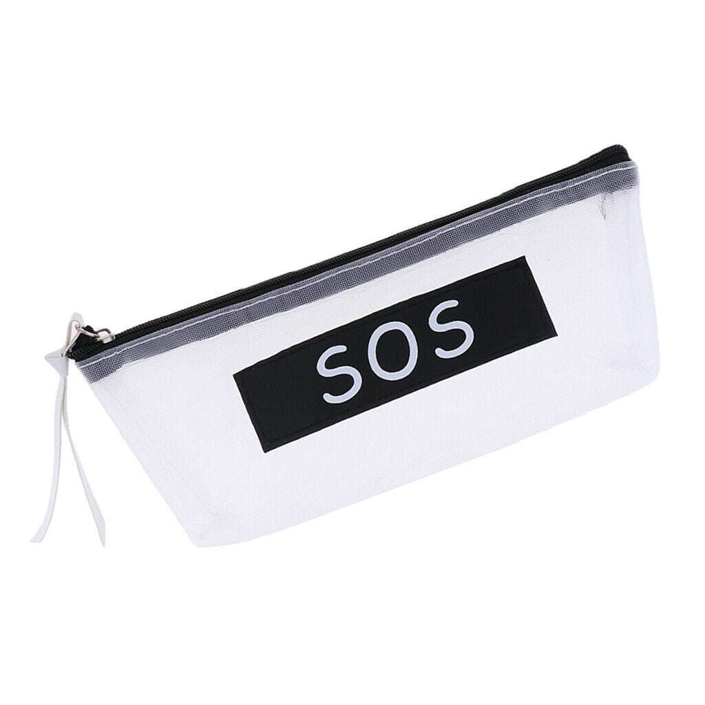 Fashion Zipper Pencil Pen Case Bag Makeup Cosmetic Bag Pouch Dot Lady Black