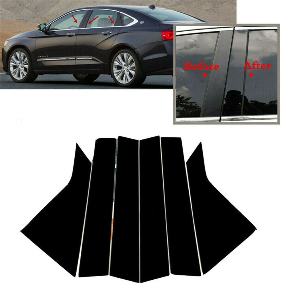 For 2014-2020 Chevrolet Impala Body Pillar Posts Door Window Trim Black 6Pcs