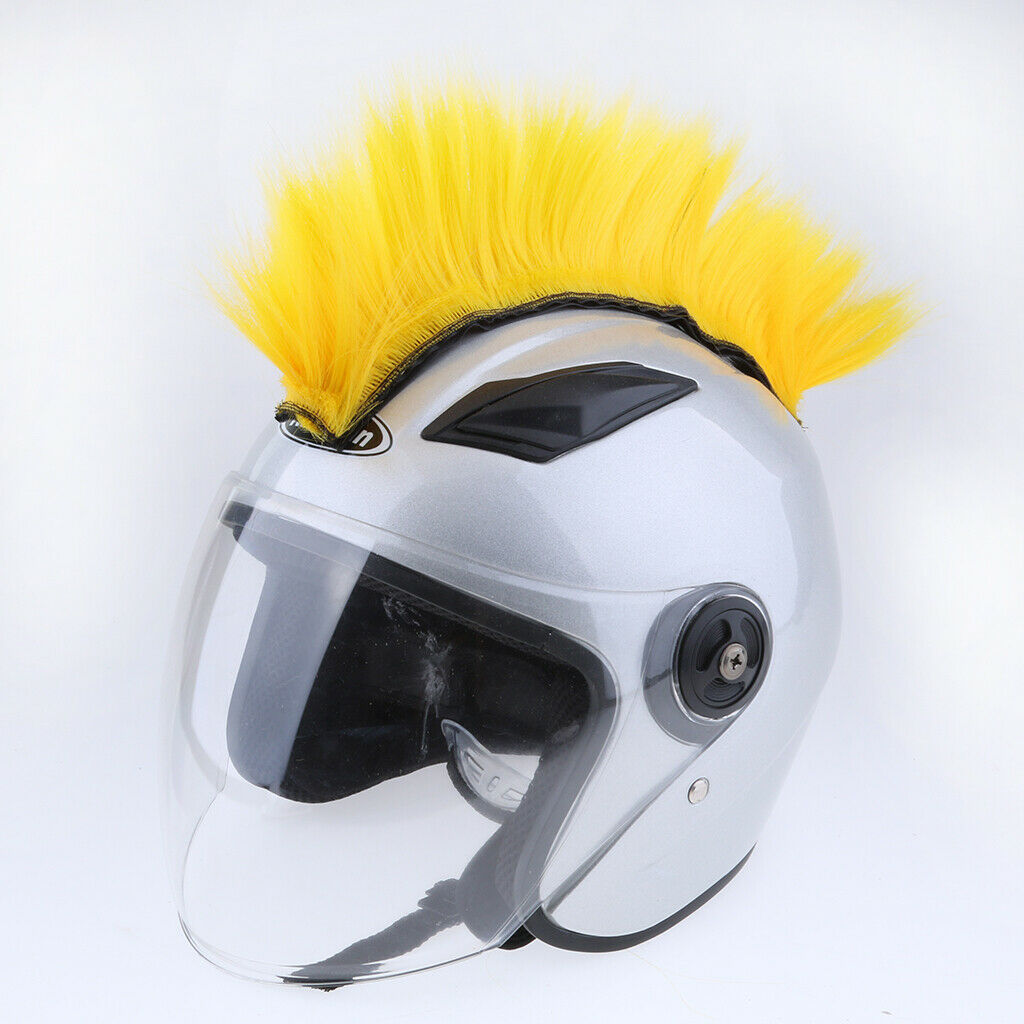 3pcs Motorbike Helmet DIY Accessories Mohawk Wig Costumes Hairpiece (Yellow +