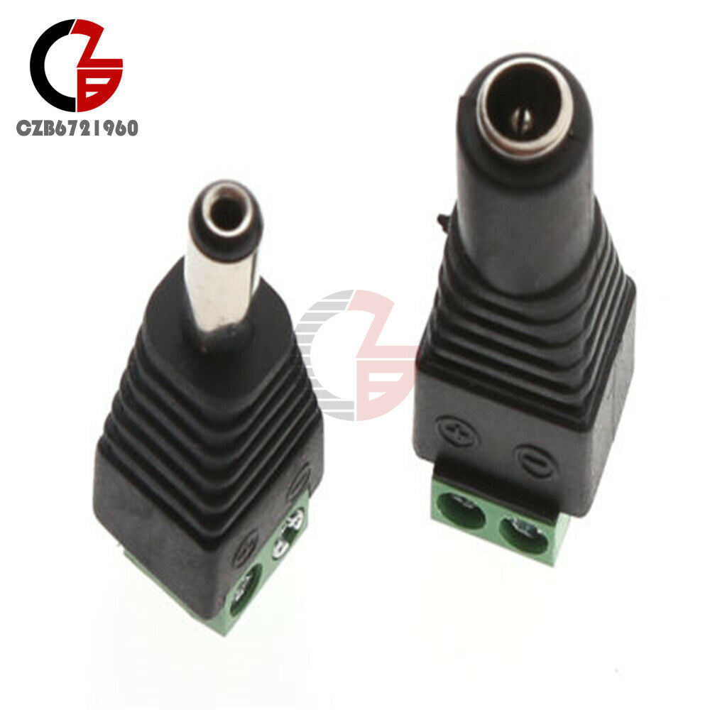 1 Pair Male Female 5.5x2.1mm DC Power Plug Jack Adapter Connector for Camera