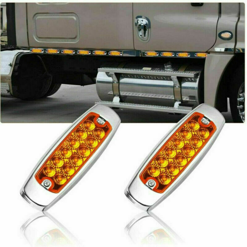 12 PCS Amber Side Marker Light Clearance 12-LED Truck Trailer For Peterbilt 12V