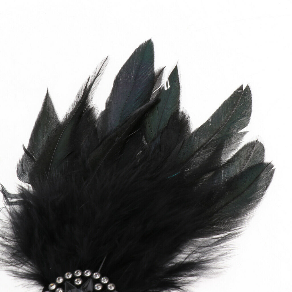 Feather Elastic Headband Flapper Fascinator Beads Hairband Headwrap Wedding 20s