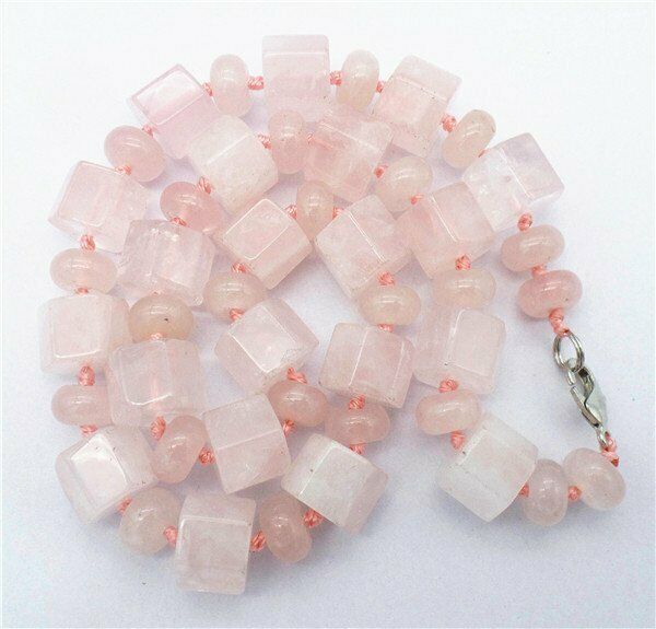 1 Strand 12x10/10x5mm Natural Rose Quartz Hexagonal Prism Beads Necklace HH7322