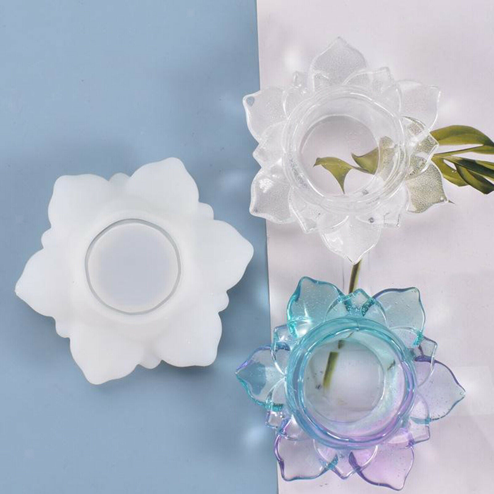 Silicone Lotus Shape Tealight Candle Holder Mold Candlestick Mould DIY