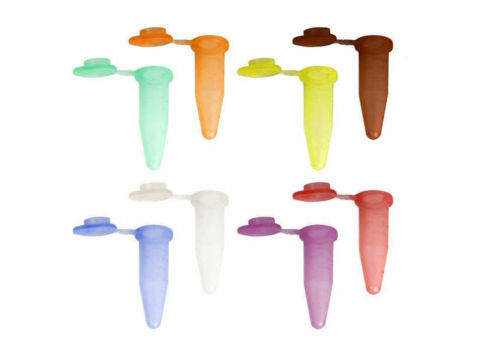 Micro centrifuge Tubes, Plastic Test Vials Assorted Colors, Liquid Sample1.5 ml