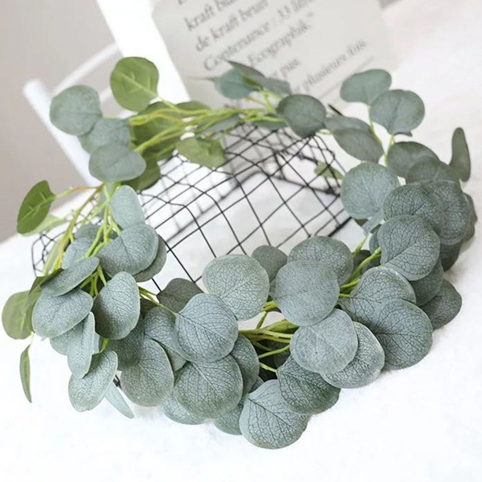 Artificial Eucalyptus Garland Faux Silk Vine Handmade Leaves Greenery