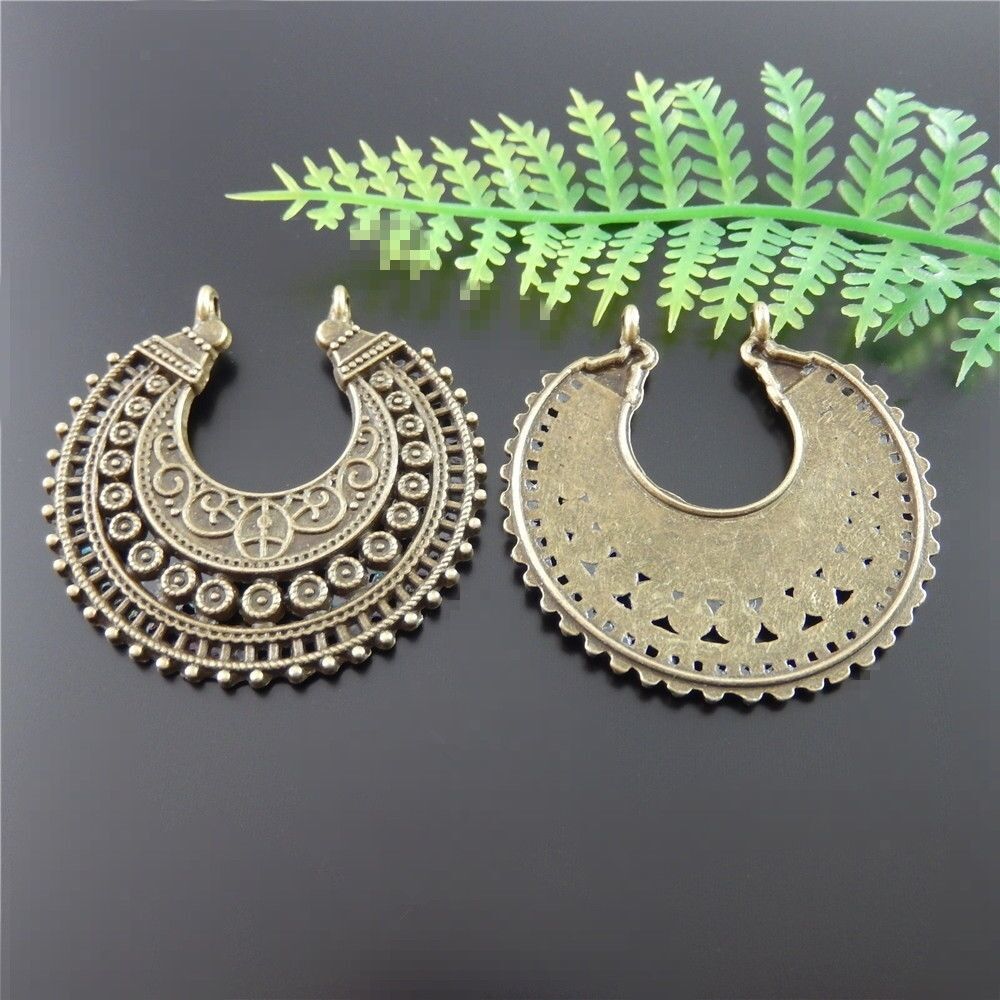 10pcs Antiqued Bronze Alloy Floral Half Moon Charms Pendant Jewelry Craft 51512