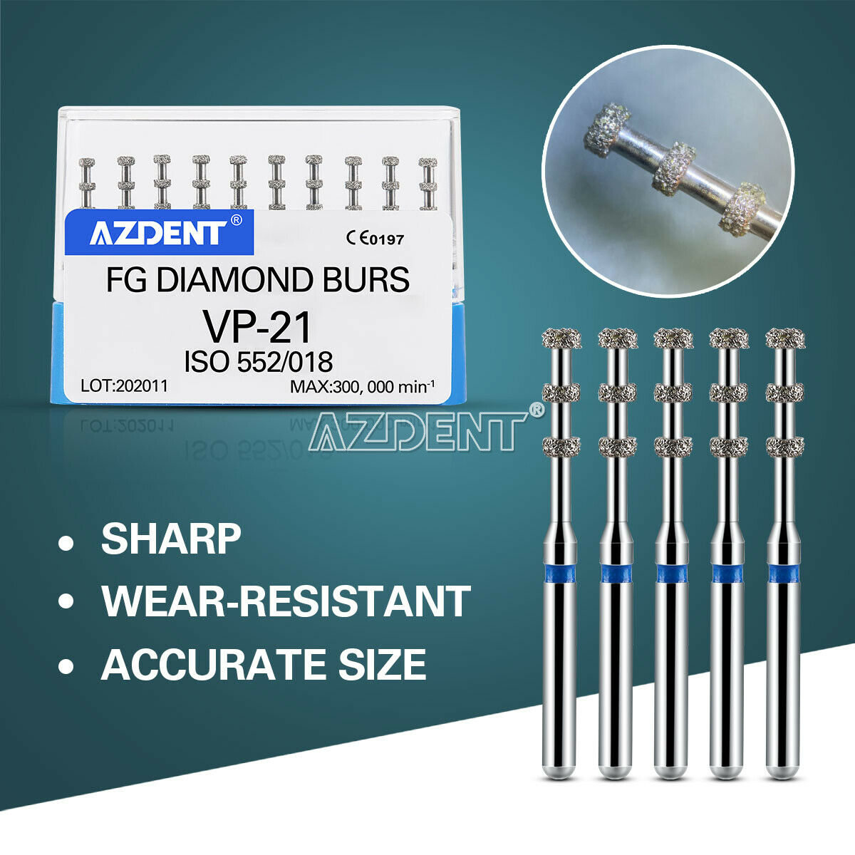 20XDental FG Diamond Burs VP-21 FG 1.6mm 834 Medium Depth Marking Cutter