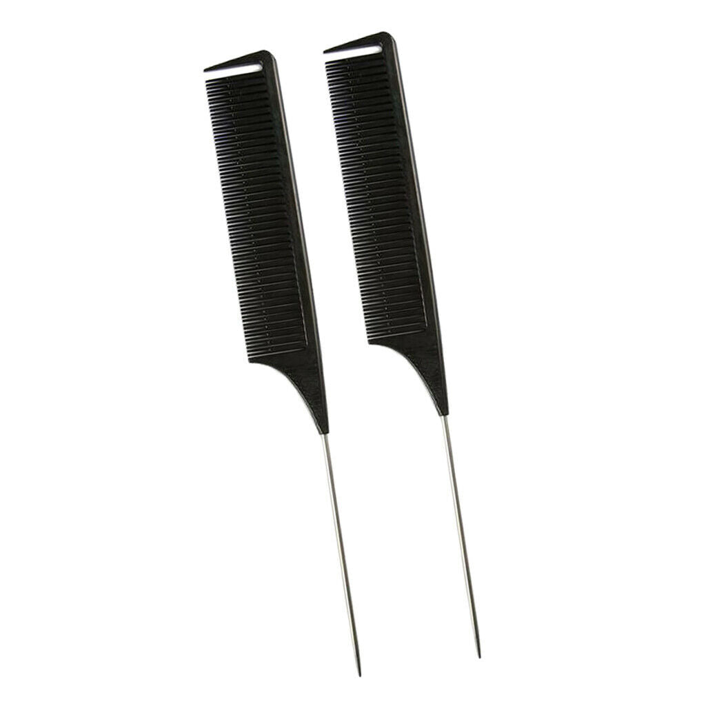 2 Pieces Section Weave Highlighting Foiling Hair Comb for Salon Dyeing Black