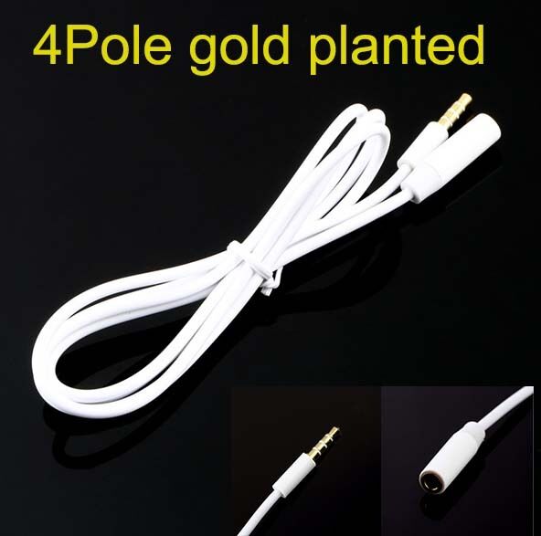 3.5mm 4Pole Male to Female Headphone Earphone Adapter Audio Mic Extension Cable