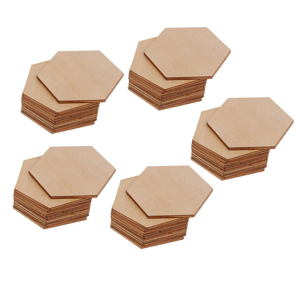 50 pieces of 60 mm hexagon wooden discs for decoration ornaments