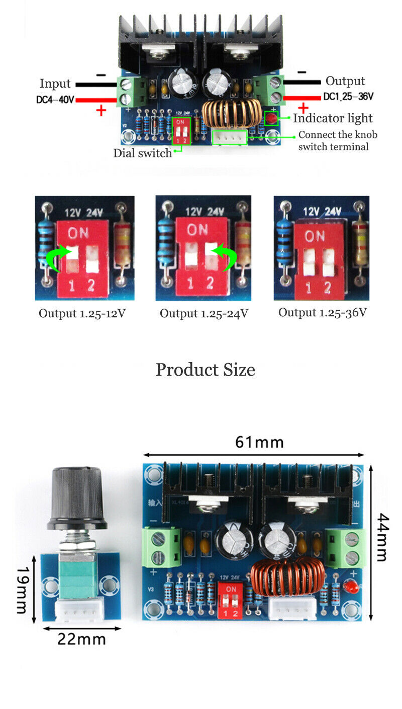 1pcs DC-DC XL4016 voltage regulating module potentiometer module 8A XH-M405