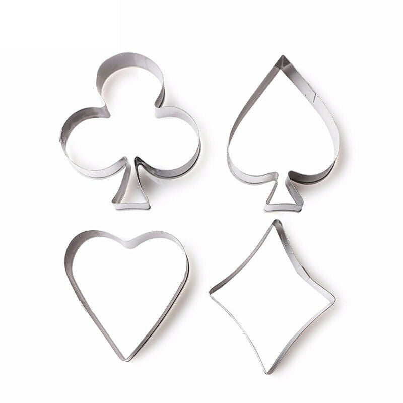 Delidge 4pcs/set Poker Cookie  Stainless Steel Playing Cake Fondant Mold .l8