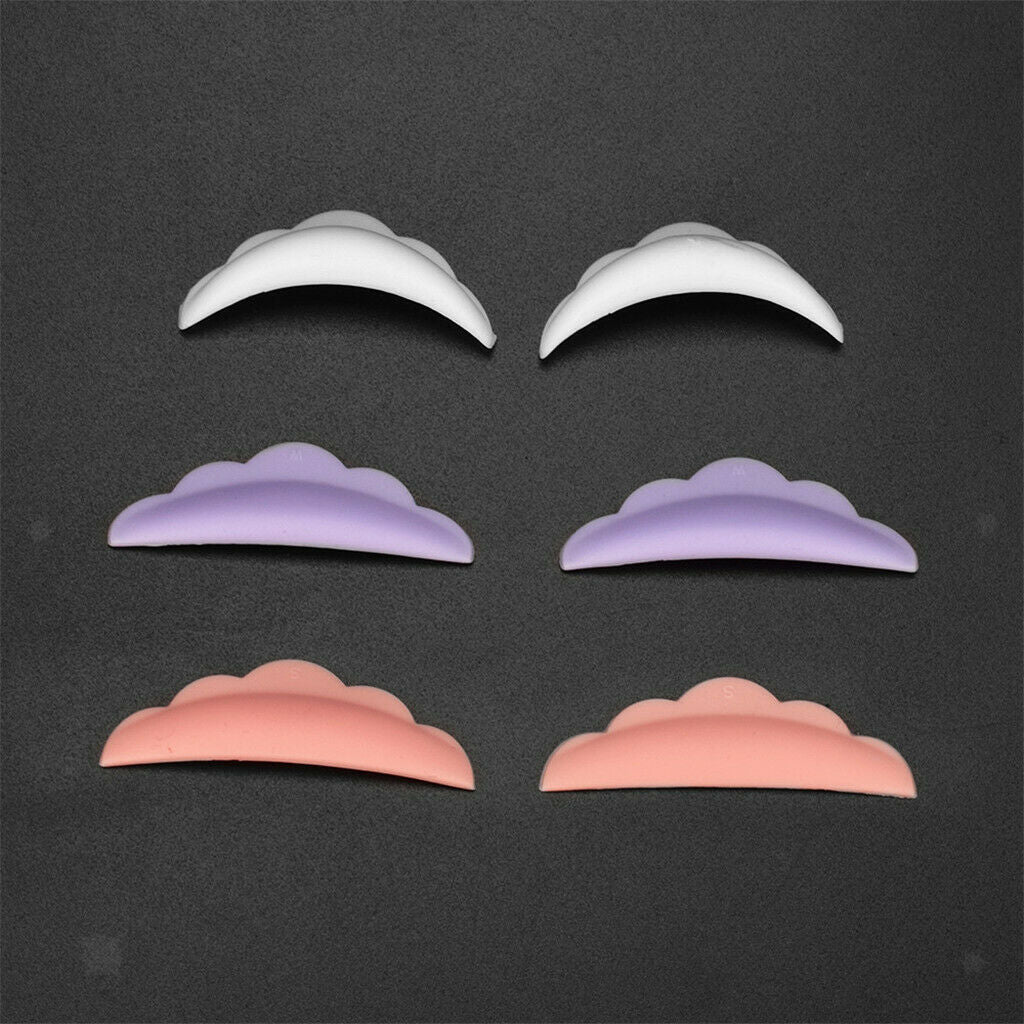 3 Pairs 3 Sizes Non-toxic Silicone Eyelashes Perming Curler Shield Pads Set