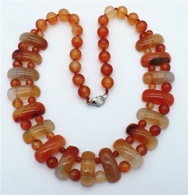 1 Strand 25x10x8mm Bohemian Red Agate Handmade Rectangle Beads Necklace HH7346