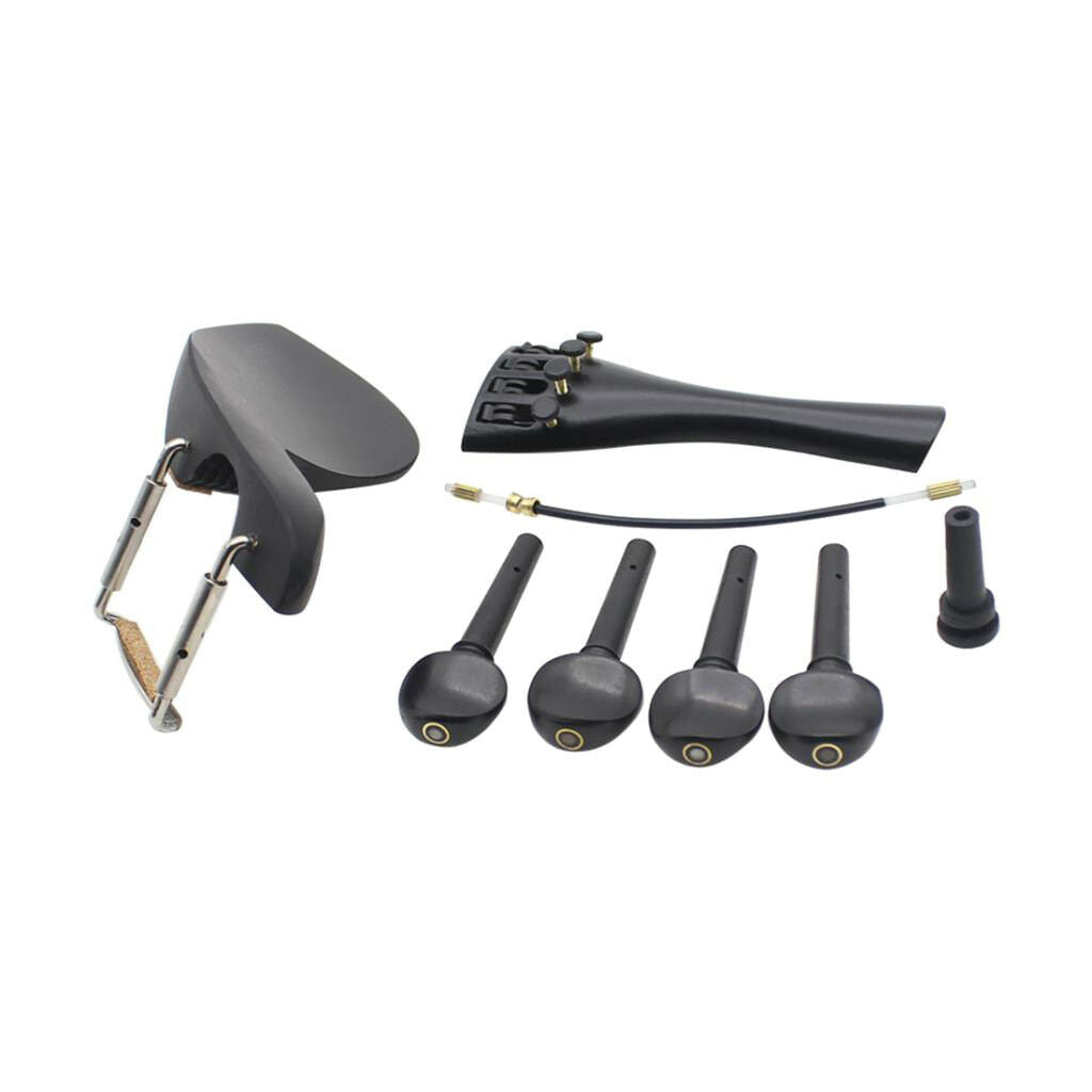 Ebony Violin Chinrest Screws Tuning Pegs Tailpiece Tail Nail for 4/4 Violin